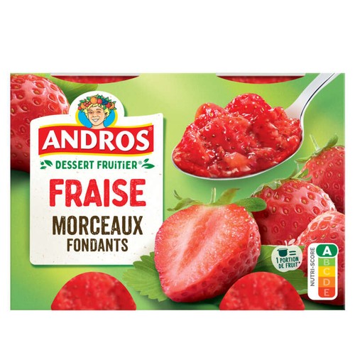 Andros Compote Fraise avec des morceaux fondants 4x100g