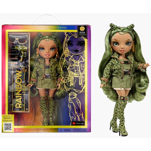 Olivia Woods poupée rainbow high green fashion doll