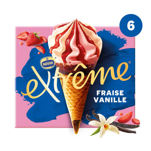 Nestlé Cônes glacés fraise et vanille x6 426g