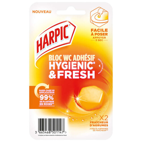 Harpic Bloc WC adhésif Hygienic & Fresh Agrumes x2