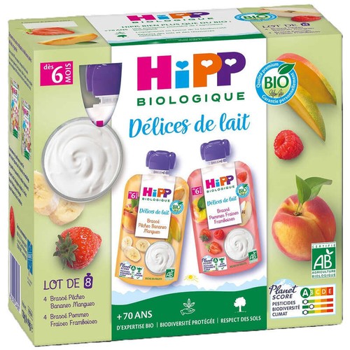[Par Naturalia] Hipp Gourdes Brassées Délices de Lait 6M Bio 8x90g