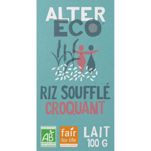 Alter Eco Choco Lait Riz Souffle Bio 100g