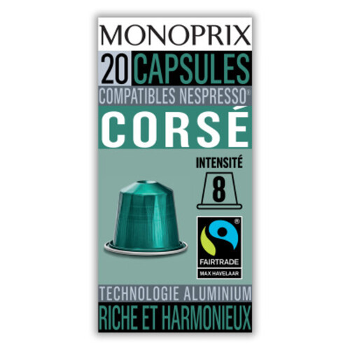 Monoprix Café Corsé Intensité 8 20 Capsules 100G