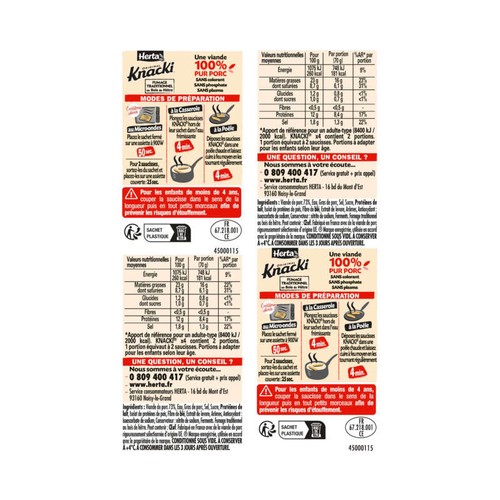 Herta Knacki Saucisses Original x4 140g