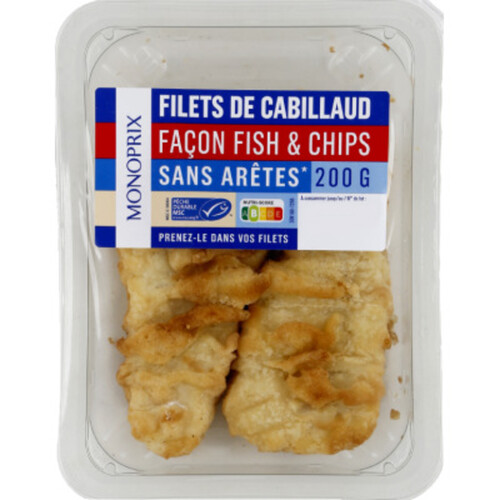 Monoprix Filets de Cabillaud Fish&Chips 2x100g