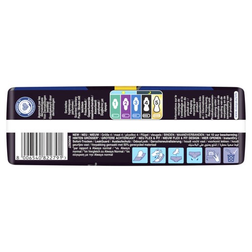 Always Ultra Serviettes secure night taille 4 ailettes x18