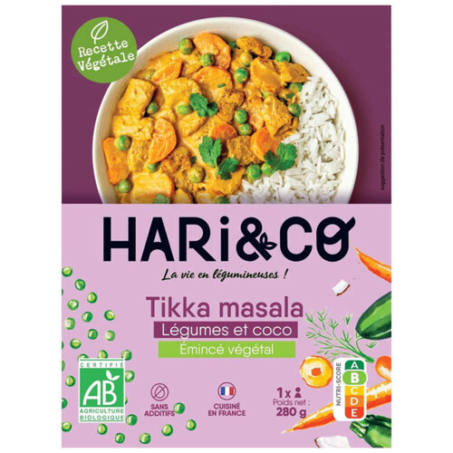 Hari&Co tikka masala légumes et coco bio 280g