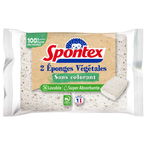 Spontex Eponges Végétale sans colorant x2