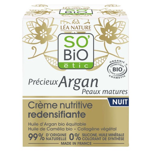 SO'BiO Étic Crème Nutritive Redensifiante de nuit à l'Huile d'Argan 50ml