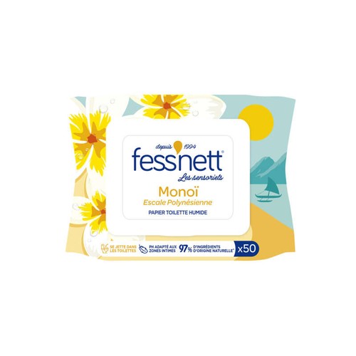 Fess'nett Papier Toilette Humide Monoï x50