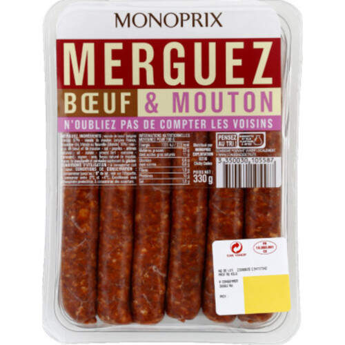 Monoprix Merguez bœuf & mouton 330g