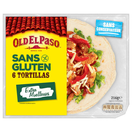 Old El Paso Tortillas Extra Moelleuses Original Sans Gluten 216g