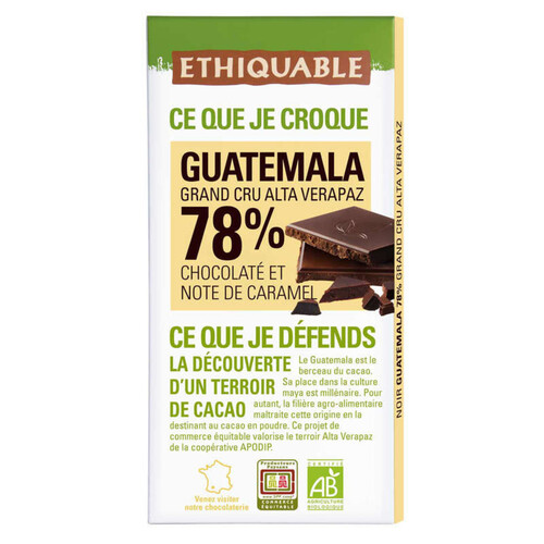 Ethiquable Chocolat noir 78% Bio 100g