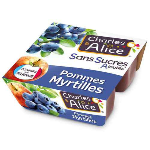 Charles & Alice desserts fruités pommes myrtilles 4x97g