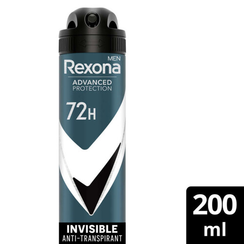 Rexona Men Déodorant Homme Spray Anti-Transpirant 72H Invisible Black & White 200Ml