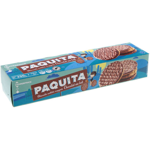 Leader price paquita biscuits sablés nappés chocolat au lait 200g