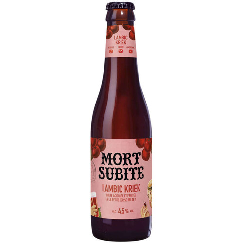 Mort Subite Lambic Kriek Bière Blonde Belge Aromatisée Cerise 33 Cl 4°