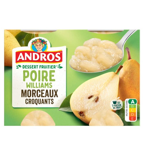 Andros Compote Poire morceaux croquants 4x100g