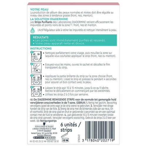 Diadermine Strips Purifiants 6 Strips Anti Points Noirs et Impuretés