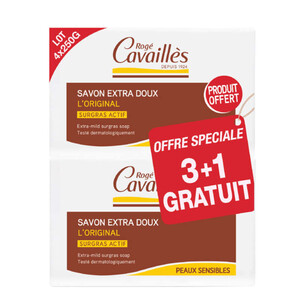 [Para] Rogé Cavaillès Savon Extra Doux l'Original Lot de 3 x 250 g + 1 Gratuit