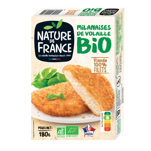 Nature de France Escalopes Milanaises de volaille Bio 180g