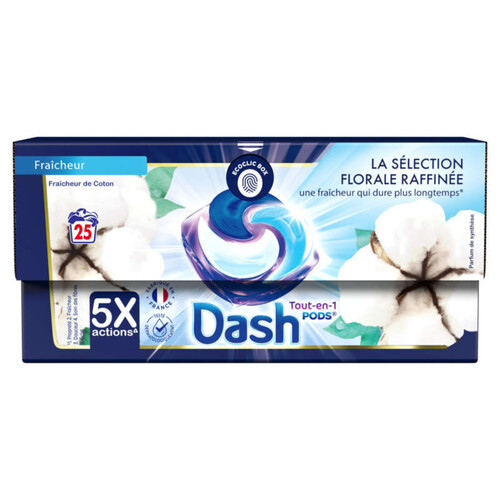 Dash La Sélection Lessive en capsules Pods Fleur de Coton x25 592g