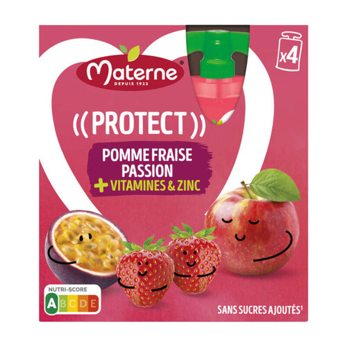 Materne Compotes Protect Pomme Fraise Passion 4x90g