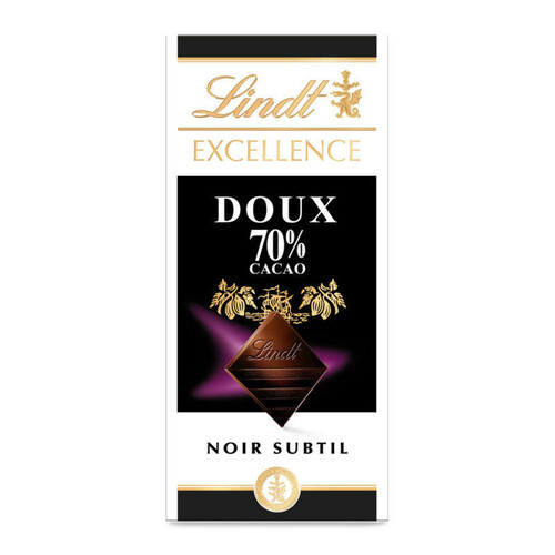 Lindt Excellence Tablette Chocolat Noir Doux 70 % De Cacao 100 G