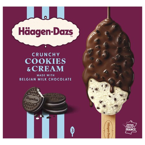 Häagen-Dazs Bâtonnets Crunchy Cookies & Cream 3x80ml