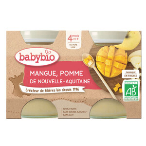 Babybio Compotes Pomme Mangue Dès 4 Mois 2x130g