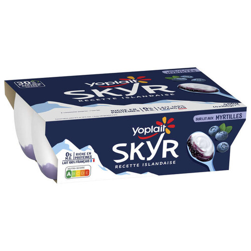 Yoplait Skyr Myrtille Yaourt Riche En Proteine 0% M.G. Pots 4x100g