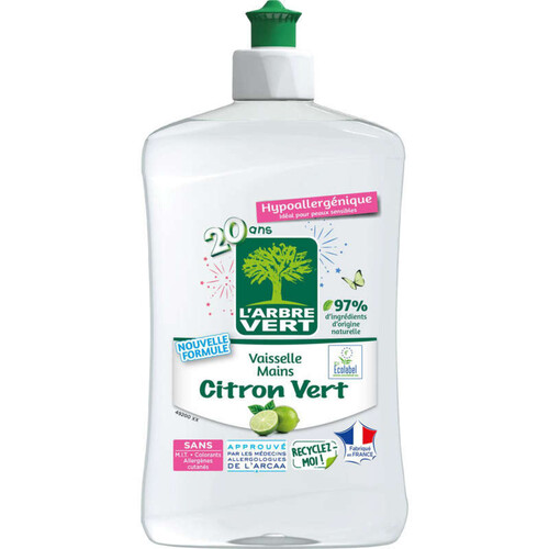 L'Arbre Vert liquide vaisselle ecolabel citron vert 500ml