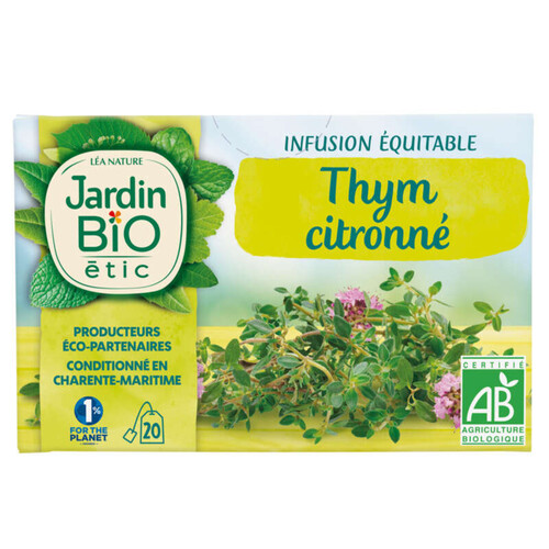 Jardin Bio Etic Infusion Thym Citronné Bio Sachet x20 30g