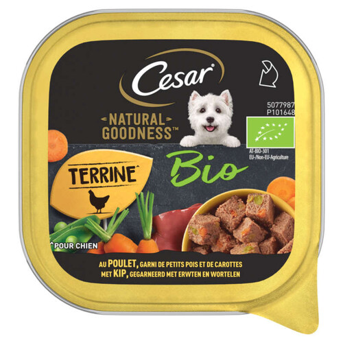 Cesar Terrine au Poulet garni de Petits Pois & de carottes 100g - Chien Adulte