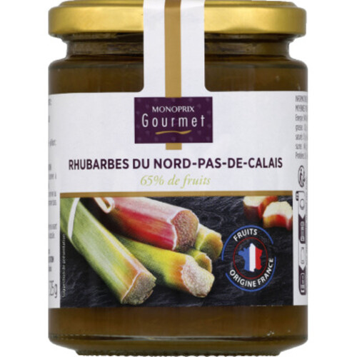 Monoprix Gourmet Rhubarbes du Nord-Pas-de-Calais 65% de fruits 325g