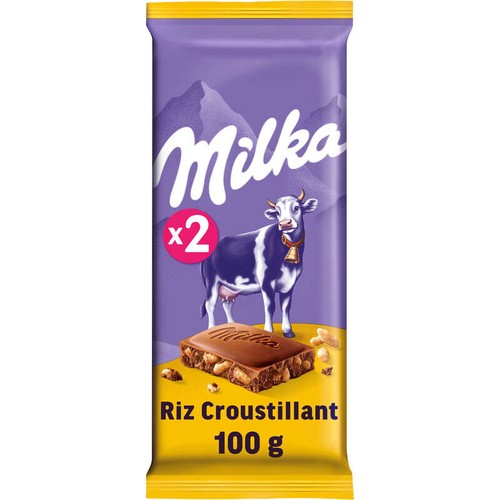 Milka Tablette Chocolat Au Lait Et Au Riz Croustillant 2x100g