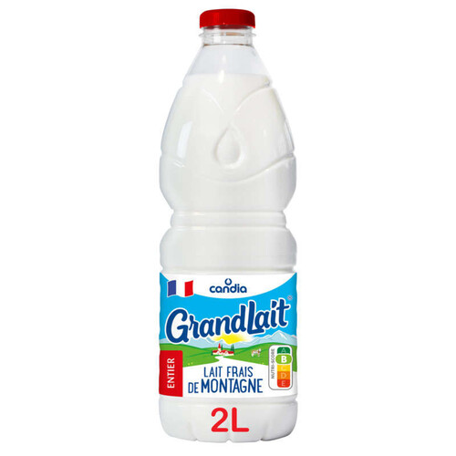 Candia - Grandlait - Lait frais entier de montagne - la bouteille de 2L