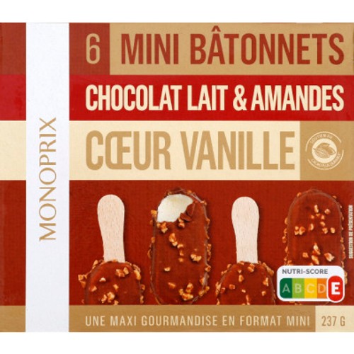 Monoprix Glaces Mini Bâtonnets Lait Amande x6 237g