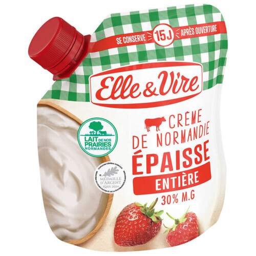 Elle&Vire Crème De Normandie Épaisse Entière 30% De Matière Grasse 33cl