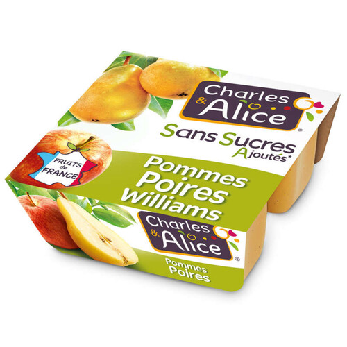Charles & Alice Desserts Pommes & Poires Williams 4x100 g