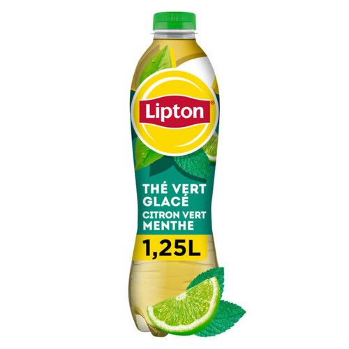 Lipton - Ice Tea - Boisson au thé vert saveur citron vert menthe - La bouteille de 1,25L