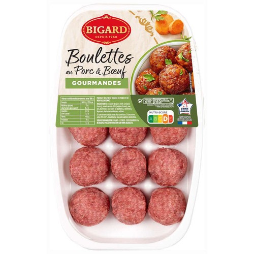 Bigard Boulettes au Porc & Bœuf Gourmandes 15x25g