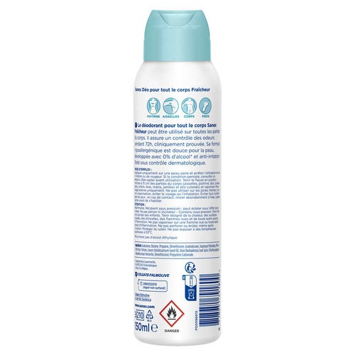 Sanex Déodorant Fraîcheur pour tout le corps Spray 150ml