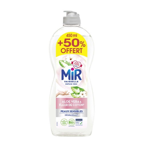 Mir Vaisselle Soin Aloe Vera & Fleur de Coton 450ml+50% offert