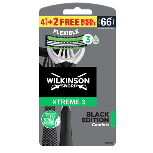 Wilkinson Xtreme 3 Black Plastique recyclé 4+2 gratuit