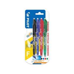 Pilot Frixion Ball 4 Stylo à Bille 4 Couleurs Noir + Recharge - Effaçable Et Polyvalent