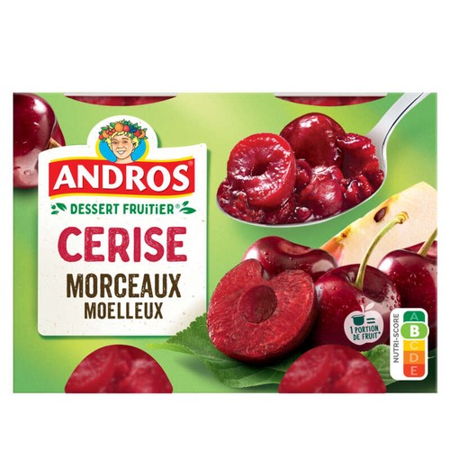 Andros Compote Cerise avec morceaux moelleux 4x100g