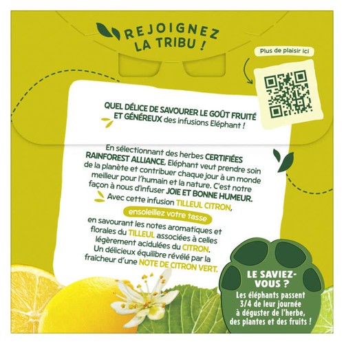 Elephant Infusion aromatisée Tilleul Citron & Note de Citron Vert x20 - 28g