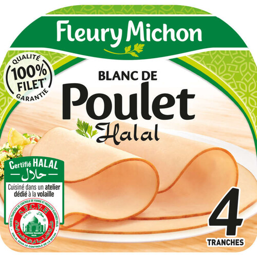 Fleury Michon Blanc De Poulet Halal Tranches Fines X4