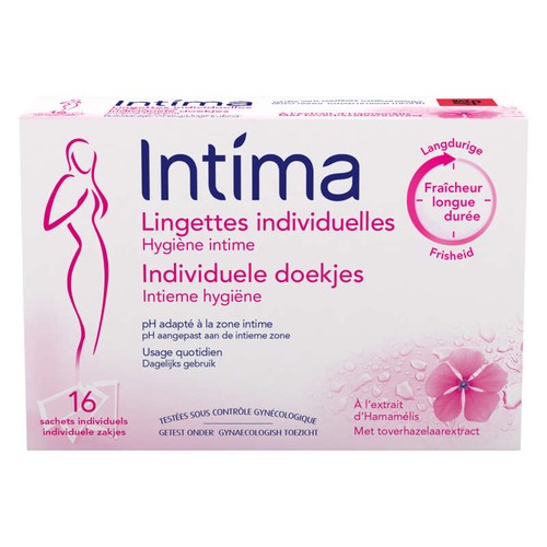 Intima Lingettes Individuelles Hygiène Intime Hamamélis x16